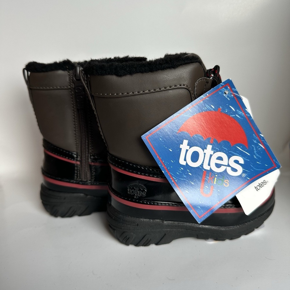 NWT Totes Kids Toddler Brown Black Winter Waterproof Insulated Boots Size 6